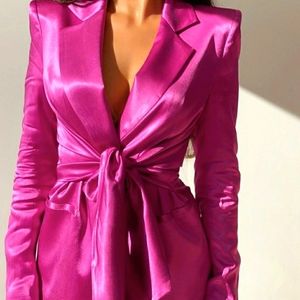 Zara TIED SATIN EFFECT BLAZER bloggers favorite
